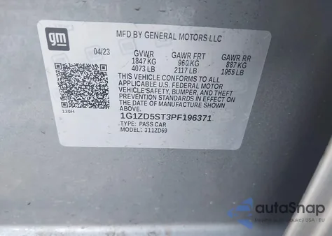 2023 Chevrolet Malibu Fwd 1Lt from USA, damaged, VIN 1G1ZD5ST3PF196371